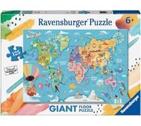 Ravensburger - Puzzle Carte du Monde, Collection 125 Giant Sol 125 Pièces, Âge recommandé 6+ Ans