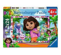 Ravensburger - Puzzle enfant Lot de 2 Dora l'exploratrice 24 pièces + 2 posters dès 4 ans