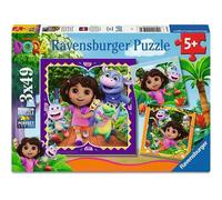 Ravensburger – Puzzle enfant – Lot de 3 puzzles 49 pièces Dora – Dès 5 ans – 3 posters