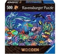 Ravensburger Puzzle 17515 – 500 pièces en bois, monde marin coloré, 40 figurines
