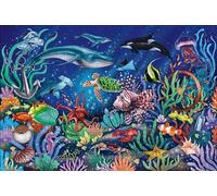 Puzzle en bois Monde marin coloré 500 pièces robustes et naturelles dont 40 figurines en bois (whimsies), Qualité premium - Pour enf