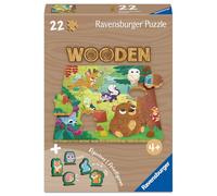 Ravensburger - Puzzle en Bois rectangulaire - Animaux de la forêt - 22 pièces Robustes et Naturelles Dont 5 Figurines en Bois pour Jouer - Qualité Premium - pour Enfants à partir de 4 Ans - 12004080