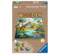 Ravensburger - Puzzle en Bois rectangulaire - Les Dinosaures - 44 pièces Robustes et Naturelles Dont 5 Figurines en Bois pour Jouer - Qualité Premium - pour Enfants à partir de 6 Ans - 12004084