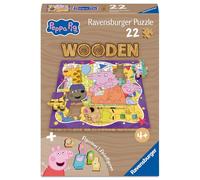 Ravensburger - Puzzle en Bois rectangulaire - Peppa Pig - 22 pièces Robustes et Naturelles Dont 5 Figurines en Bois pour Jouer - Qualité Premium - pour Enfants à partir de 4 Ans - 12004082