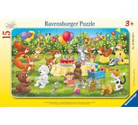 Ravensburger - Puzzle Enfant - Cadre 15 pièces - La fête d'anniversaire des Animaux - Fille ou garçon dès 3 Ans - Puzzle de qualité supérieure - Carton épais et résistant - Animaux - 12004042