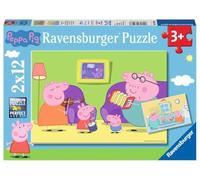 Ravensburger - Puzzle Enfant - Lot de 2 Puzzles 12 pièces - À la Maison/Peppa Pig - Fille ou garçon dès 3 Ans - Puzzle de qualité supérieure - Carton épais et résistant - Quotidien & Famille - 07596