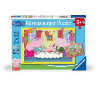 Ravensburger - Puzzle Enfant - Lot de 2 Puzzles 12 pièces - L’Heure de la fête avec Peppa Pig - Dès 3 Ans - Puzzle de qualité supérieure - Carton épais et résistant - Quotidien & Famille - 12004017