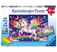 Ravensburger - Puzzle Enfant - Lot de 2 Puzzles 24 pièces - Licorne et Pégase - Fille ou garçon dès 4 Ans - Puzzle de qualité supérieure - 2 Posters à Taille réelle - Fantastique - 05726
