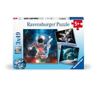 Ravensburger - Puzzle Enfant - Lot de 3 Puzzles 49 pièces - Aventure dans l’Espace - Fille ou garçon dès 5 Ans - Puzzle de qualité supérieure - 3 Posters Inclus - 12000860