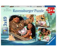 Ravensburger - Puzzle Enfant - Lot de 3 Puzzles 49 pièces - La légende du Bout du Monde/Disney Vaiana - Fille ou garçon dès 5 Ans - Puzzle de qualité supérieure - 3 Posters Inclus - 08004