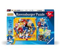 Ravensburger - Puzzle Enfant - Lot de 3 Puzzles 49 pièces - Les Aventures de Sonic - Fille ou garçon dès 5 Ans - Puzzle de qualité supérieure - 3 Posters Inclus - Aventure - 12001133