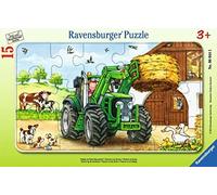 Ravensburger - Puzzle Enfant - Puzzle Cadre 15 p - Tracteur à la Ferme - Dès 3 Ans - 06044
