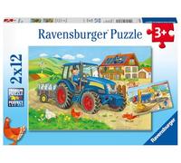 Ravensburger Puzzle enfant 2x12 p Chantier et Ferme Dès 3 ans 07616