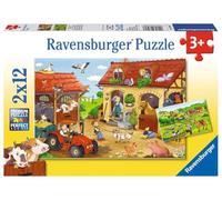 Ravensburger - Puzzle Enfant - Puzzles 2x12 p - Le Travail à la Ferme - Dès 3 Ans - 07560