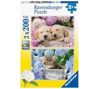 Ravensburger - Puzzle Enfant - Puzzles 2x200 pièces - Chiens et Chaton - Dès 8 Ans - Qualité Premium - 80568