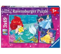 Ravensburger - Puzzle Enfant - Puzzles 3x49 p - Aventure des Princesses - Disney Princesses - Dès 5 Ans - 09350