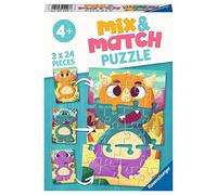 Ravensburger - Puzzle Enfant - Puzzles Mix & Match 3x24 p - Mignons Dinosaures - Dès 4 Ans - 05197
