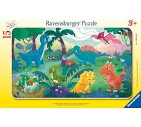 Ravensburger - Puzzle Enfants - Cadre 15 pièces - Les Petits Dinosaures - Fille ou garçon dès 3 Ans - Puzzle de qualité supérieure - Carton épais et résistant - Jurassique & Crétacé - 12000856