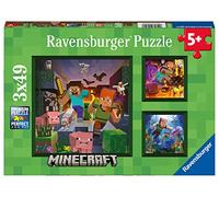 Ravensburger - Puzzle Minecraft - Puzzle Enfant dès 5 Ans - Biomes de Minecraft - 3x49 pièces - 05621