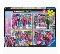 Ravensburger - Puzzle Monster High, Collection Bumper Pack 4X100, idée Cadeau pour Enfants 5+ Ans, Jeu éducatif et Stimulant, 4 Puzzles de 100 pièces, 36x26 cm