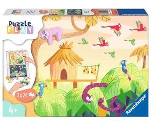 Ravensburger - Puzzle&Play - 2x24 pièces - Exploration de la Jungle | Fille ou garçon dès 4 ans - Puzzle de qualité supérieure - Carton épais et résistant - Lot de 2 puzzles - 2 posters inclus