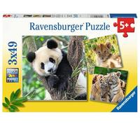 Ravensburger Puzzle pour Enfant - 05666 - Panda, Tigre et Lion - 3 x 49 pièces - pour Enfants à partir de 5 Ans