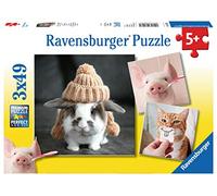 Ravensburger Puzzle pour Enfant - 08028-3 x 49 pièces - Motifs Animaux Amusants