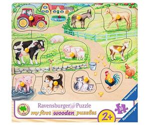 Ravensburger Puzzle pour Enfants - 03689 - Le Matin à la Ferme - My First Wooden Puzzle de 10 pièces - Puzzle pour Enfants à partir de 2 Ans - Puzzle en Bois