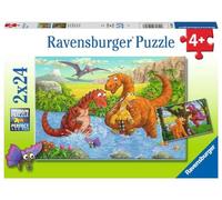Ravensburger Puzzle pour Enfants - 05030 - Puzzle Dinosaures Jouant - pour Enfants à partir de 4 Ans - avec 2 x 24 pièces - Bleu