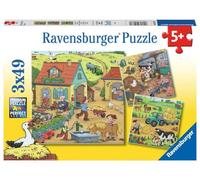Ravensburger Puzzle enfant Viel los auf dem Bauernhof 3x49 pièces À partir de 5 ans multicolore