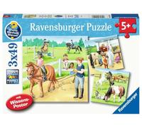 Ravensburger Puzzle pour Enfants - 05129 Une journée au Centre équestre - 3x49 pièces Pourquoi ? Pourquoi ? Pourquoi Puzzle pour Les Enfants de 5 Ans et Plus