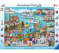 Ravensburger Puzzle pour Enfants - 06152 - Une journée au Port - Puzzle Cadre pour Enfants à partir de 4 Ans - 24 pièces - Vert Sarcelle/Turquoise