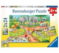 Ravensburger Puzzle pour enfants – Un Jour au Zoo (07813) – 2 x 24 pièces – Dès 4 ans