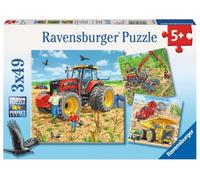 Ravensburger – Puzzle 80120 Tracteurs et machines de chantiers 3 x 49 pièces