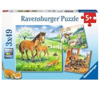 Ravensburger Puzzle pour enfants Cuddly Time 08029 – 3 x 49 pièces – à partir de 5 ans