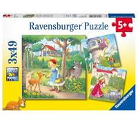 Ravensburger Puzzle pour Enfants - 08051 Raiponce, Le Petit Chaperon Rouge et Le Roi Grenouille - Puzzle pour Enfants à partir de 5 Ans, avec 3 x 49 pièces