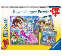 Ravensburger Puzzle pour enfants 08063 – Adorables sirènes, 3×49 pièces, dès 5 ans, bleu