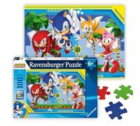 Ravensburger - Puzzle pour Enfants - 100 pièces XXL - Knuckles, Sonic, Tails et Amy/Sonic - Dès 6 Ans - Puzzle de qualité supérieure - Carton épais et résistant - Sonic - 12001134