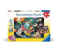 Ravensburger Puzzle pour enfants Animaux dans l'espace 12000857 — 2 x 12 pièces dès 3 ans