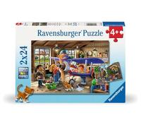 Ravensburger Puzzle pour enfants 12004044 - Ferroviaire et aéronautique - 2x24 pièces dès 4 ans