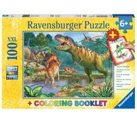 Ravensburger Puzzle pour Enfants - 13695 World of Dinosaurs - Puzzle de Dinosaures pour Enfants à partir de 6 Ans, avec 100 pièces au Format XXL, Livre de coloriage Inclus