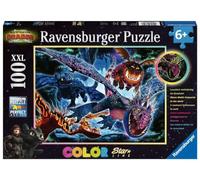 Ravensburger Puzzle pour Enfants - 13710 Dragons Lumineux - Puzzle Lumineux pour Enfants à partir de 6 Ans - 100 pièces au Format XXL - Brille dans Le Noir - Rouge, Bleu, Jaune
