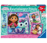 Ravensburger – Lot 3 puzzles enfant 49 pcs Gabby's Dollhouse L'heure de jouer – 3 posters – dès 5 ans