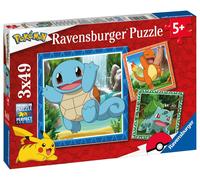Ravensburger - Puzzle Enfant - Lot de 3 Puzzles 49 pièces - Salamèche, Bulbizarre et Carapuce/Pokémon - Fille ou garçon dès 5 Ans - Puzzle de qualité supérieure - 3 Posters Inclus - Pokémon - 05586