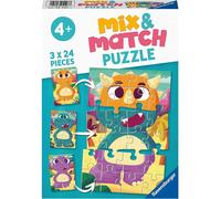 Ravensburger – Puzzle enfant Mix & Match 3x24 pièces – Mignons Dinosaures – Dès 4 ans – 05197