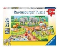 Ravensburger Puzzle pour enfants – Un Jour au Zoo (07813) – 2 x 24 pièces – Dès 4 ans