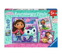 Ravensburger – Lot 3 puzzles enfant 49 pcs Gabby's Dollhouse L'heure de jouer – 3 posters – dès 5 ans