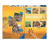Ravensburger - Savana, Memory® 48 Cartes + 3 Puzzle Enfant 25/36/49 pièces, 4+ Ans