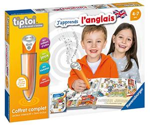 Ravensburger - tiptoi®- Coffret Complet Lecteur interactif + Livre J'apprends l'anglais - Jeu éducatif électronique, sans écran - A partir de 4 Ans - Version française - 00 057
