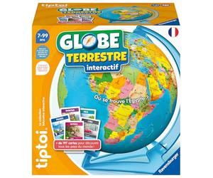 Ravensburger tiptoi Globe Interactif - Jeu Éducatif Enfant Sans Écran - Apprendre la Géographie et le Monde - 200 Cartes - Dès 7 Ans - Lecteur tiptoi Vendu Séparément - Version Française